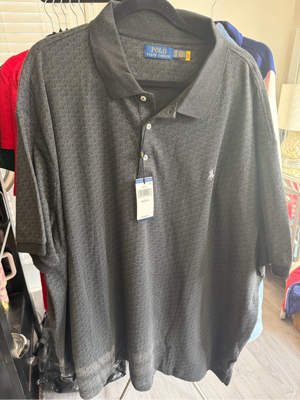 Polo by Ralph Lauren Dark Gray Micro-Pattern Short-Sleeve Polo